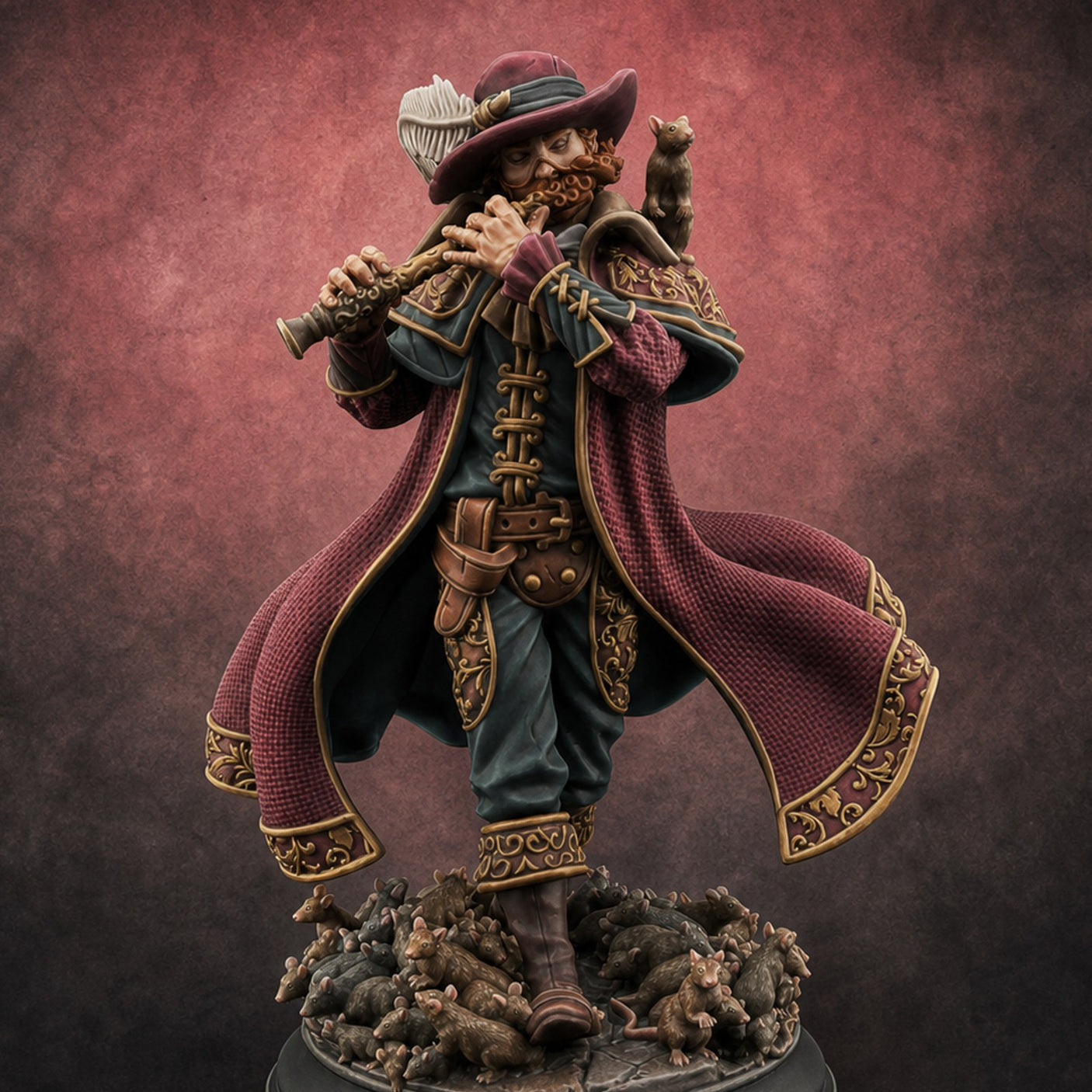 Rats in Tow Human Piper Bard — painted concept preview (miniature supplied unpainted)
