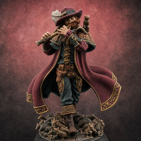 Rats in Tow Human Piper Bard Miniature for Dungeons and Dragons, Pathfinder or other TTRPGs