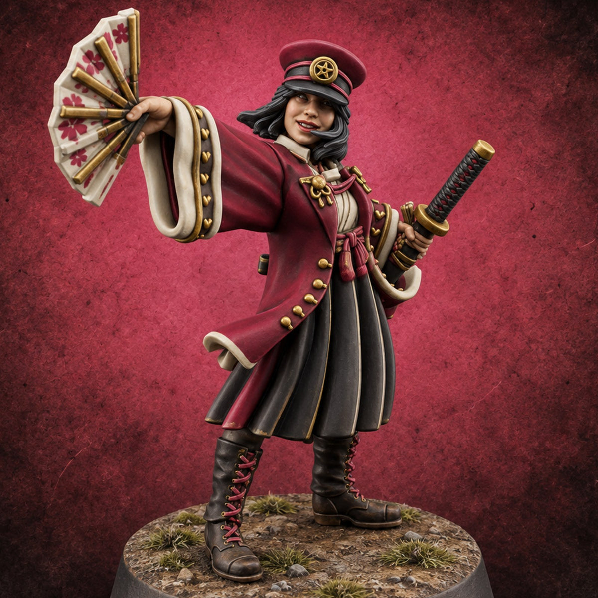 Fan Flourish Human Onmyoji Officer — painted concept preview (miniature supplied unpainted)