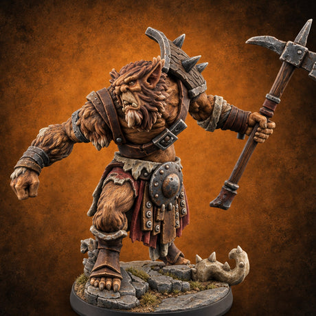 Fur Pelts, Sharp Points Bugbear Warrior A — painted concept preview (miniature supplied unpainted)