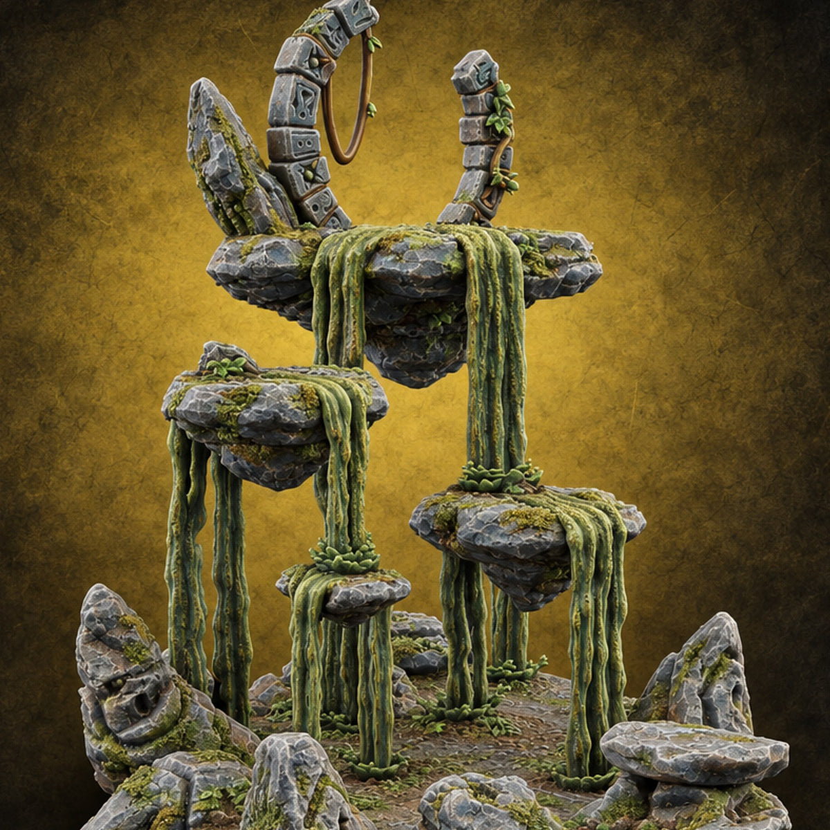 Wardens of the Mossy Threshold Forest Shrine Terrain C — painted concept preview (terrain supplied unpainted)