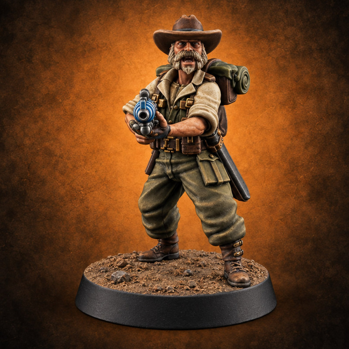 Beards Bristling, Rifles Humming Human Heavy Tesla Rifle Soldier D — painted concept preview (miniature supplied unpainted)