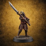 Sweeping the Deck Human Naginata Escort B — painted concept preview (miniature supplied unpainted)