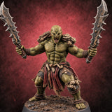 Slipped the Collar Orc Dual-Blade Warrior A — painted concept preview (miniature supplied unpainted)