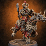 Hooves Thunder, Horns Gleam Human Horned Cavalry Warrior C — painted concept preview (miniature supplied unpainted)