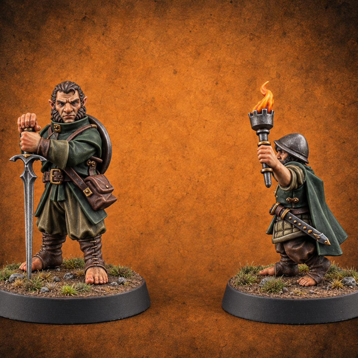 The Watchfire Calls Them Forward Halfling Soldiers — painted concept preview (miniature supplied unpainted)