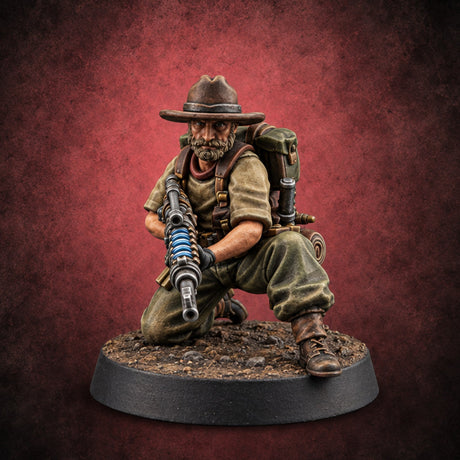 Beards Bristling, Rifles Humming Human Heavy Tesla Rifle Soldier F — painted concept preview (miniature supplied unpainted)