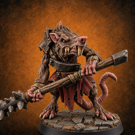 Gutter Court Musters Ratfolk Warrior B — painted concept preview (miniature supplied unpainted)