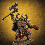 Thunder in Both Fists Space Orc Warlord — painted concept preview (miniature supplied unpainted)