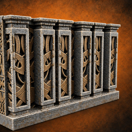 Filigree Fortifications Gothic Ornate Wall or Gate E — painted concept preview (terrain supplied unpainted)