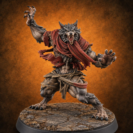 Scarves Torn, Fangs Bared Werewolf Monster A — painted concept preview (miniature supplied unpainted)