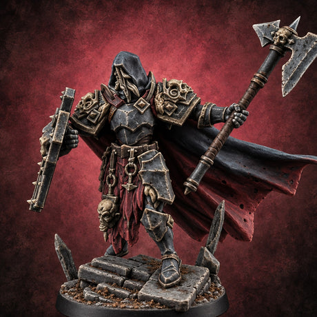 Oaths Broken Death Knight A — painted concept preview (miniature supplied unpainted)