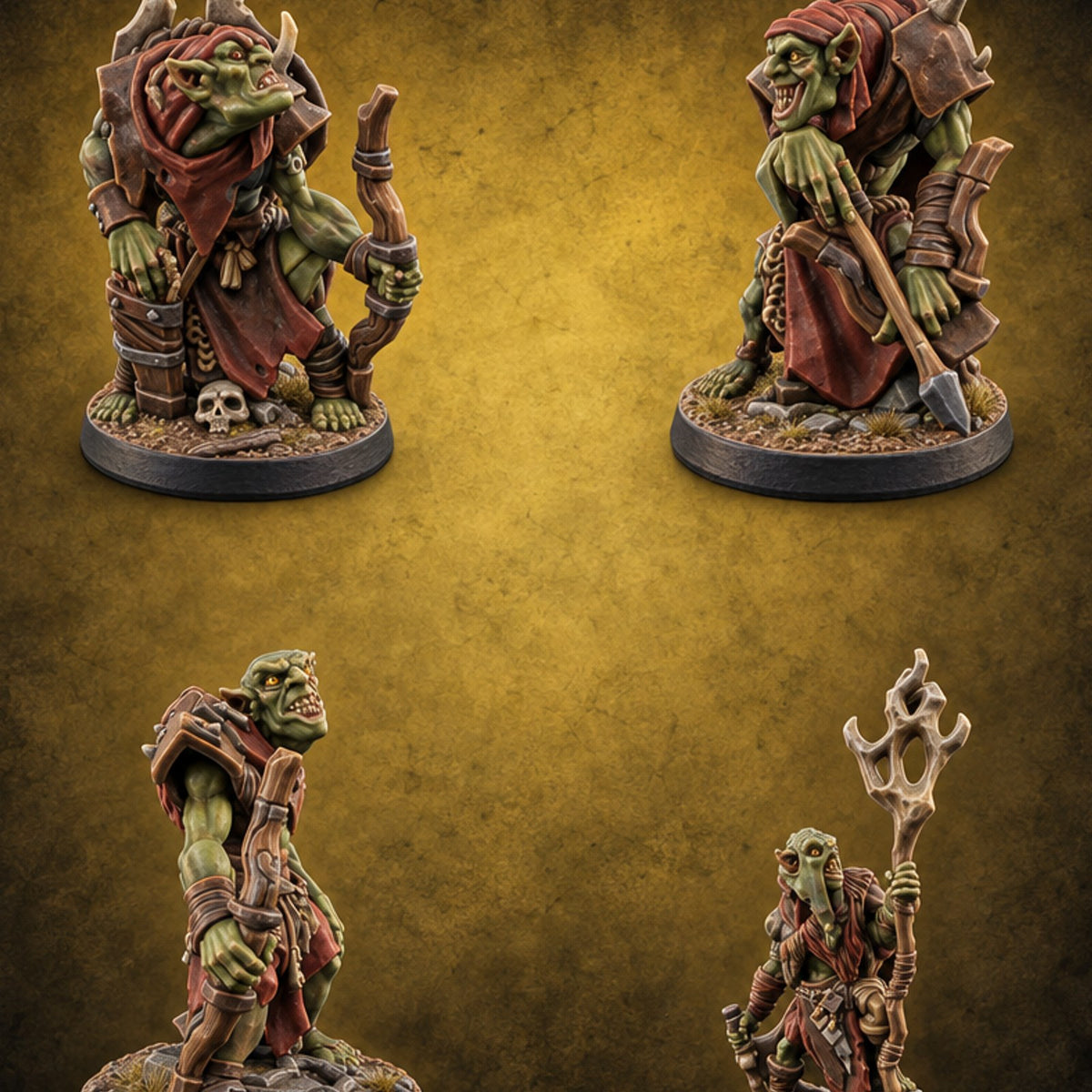 Stringing Bows, Stirring Trouble Goblin Archers and Shaman — painted concept preview (miniature supplied unpainted)