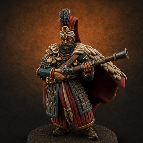 Standing to Arms Human Janissary E Miniature for Dungeons and Dragons, Pathfinder or other TTRPGs