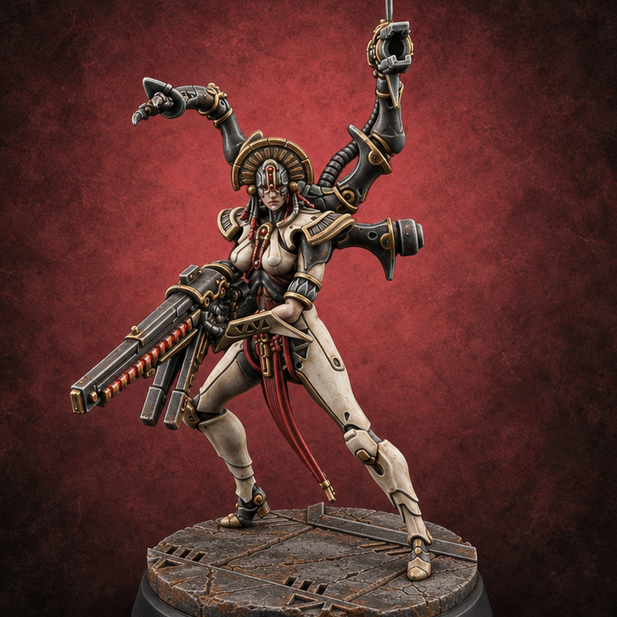 Many Hands, Grim Work Human Biomechanical Weaver A — painted concept preview (miniature supplied unpainted)