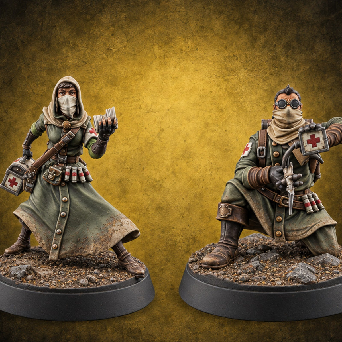 Triage Under Fire Human Battlefield Medics — painted concept preview (miniature supplied unpainted)
