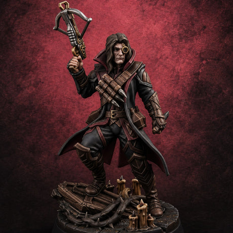 Crossbow at the Ready Human Vampire Hunter Miniature for Dungeons and Dragons, Pathfinder or other TTRPGs