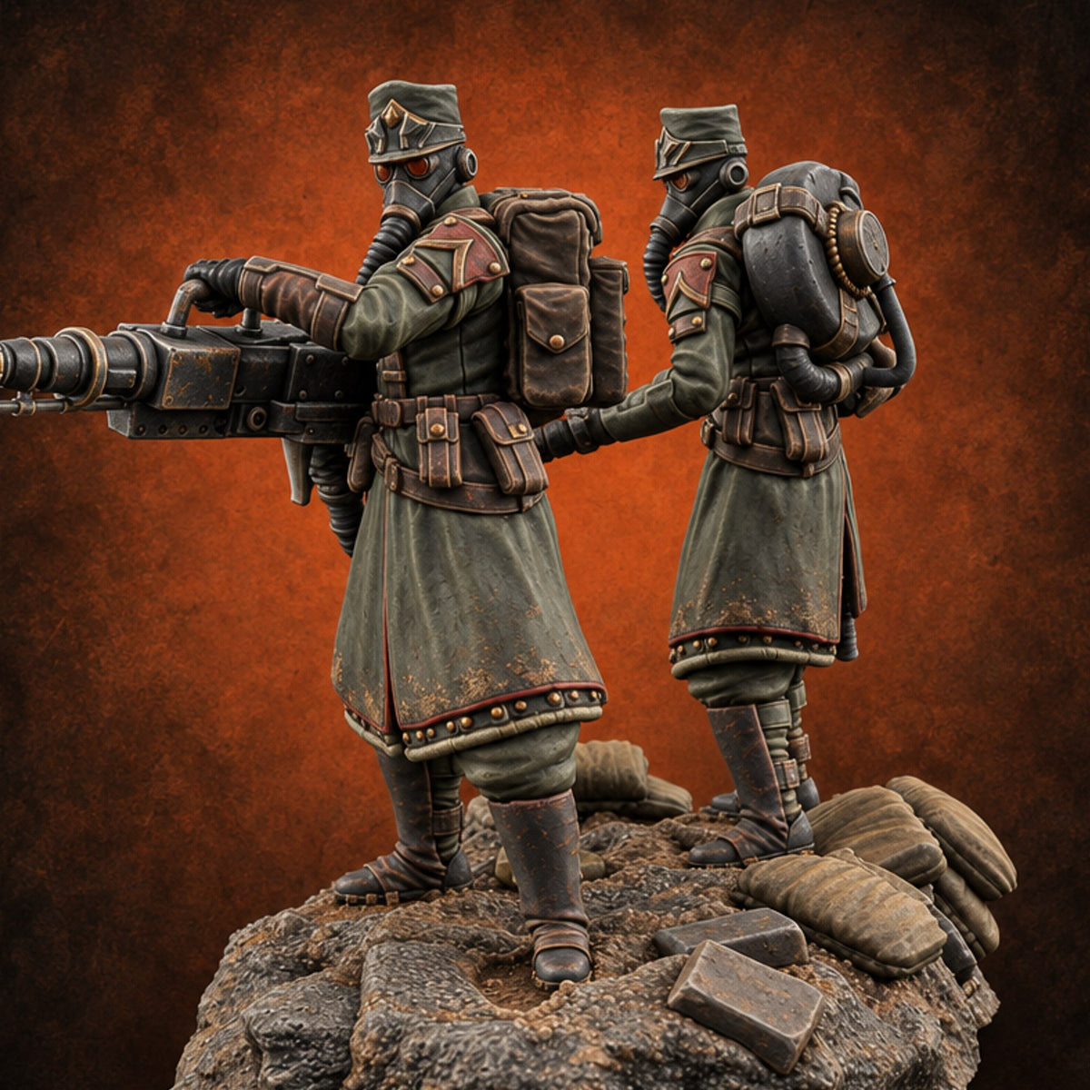 Breath Rationed, Ammunition Not Human Gas-Masked Heavy Infantry C — painted concept preview (miniature supplied unpainted)