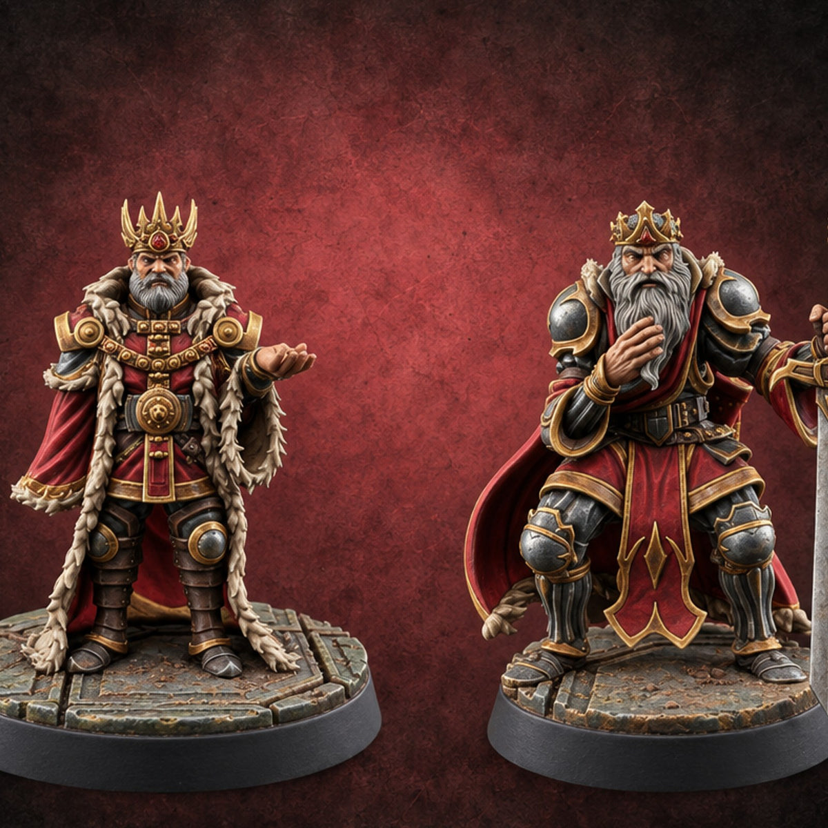 Crowns Heavy, Court Waiting Human Kings — painted concept preview (miniature supplied unpainted)