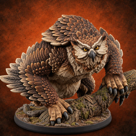 Eggshells Underfoot, Hackles Up Owlbear Monster B — painted concept preview (miniature supplied unpainted)