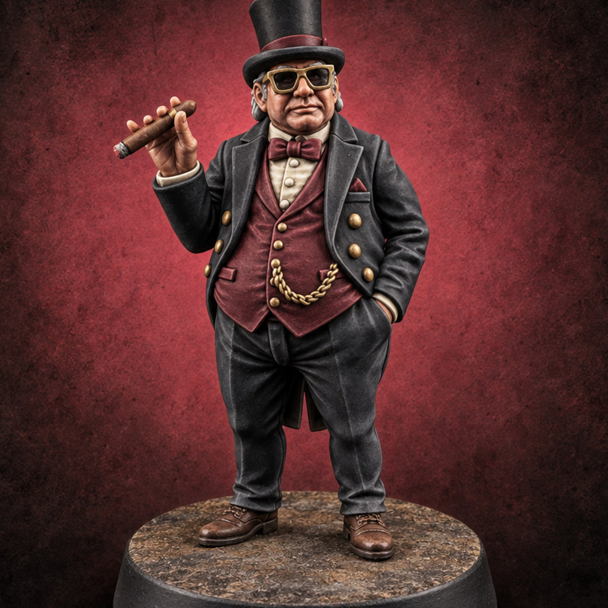 Cigar Raised, Hand in Pocket Human Gentleman — painted concept preview (miniature supplied unpainted)