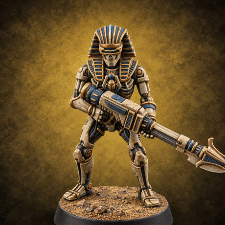 Sandstorm Protocol Warforged Scarab Soldier D — painted concept preview (miniature supplied unpainted)