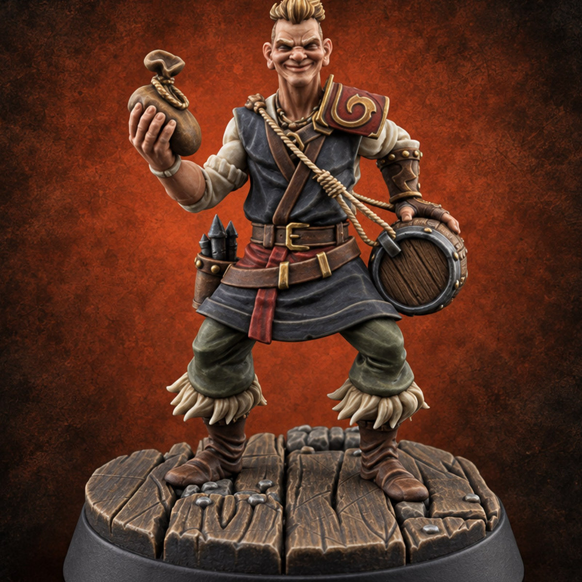 Grin and Barrel It Human Gunpowder Merchant A — painted concept preview (miniature supplied unpainted)