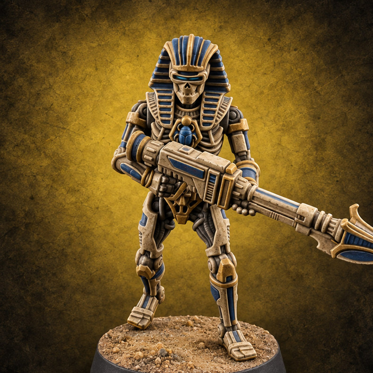 Sandstorm Protocol Warforged Scarab Soldier A — painted concept preview (miniature supplied unpainted)