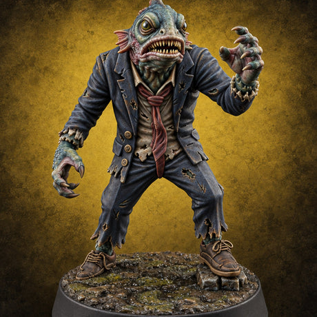 Tie Still Knotted, Gills Showing Deep One Hybrid — painted concept preview (miniature supplied unpainted)