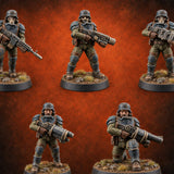 Trust the Moustache Human Armoured Heavy Weapons Soldiers — painted concept preview (miniature supplied unpainted)
