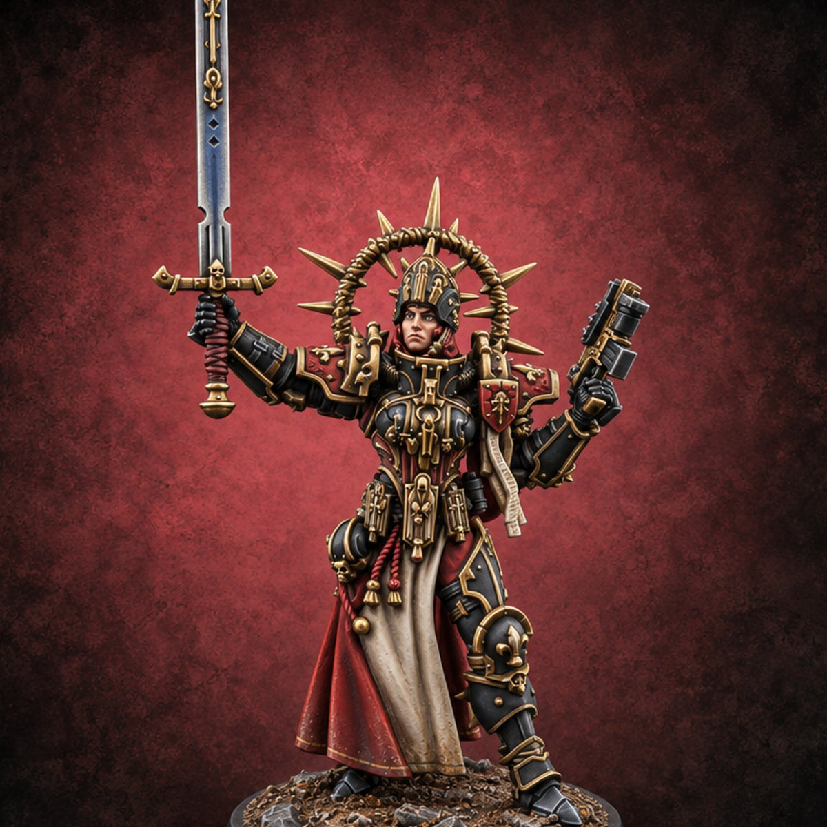 Faith Loaded, Rosary Wound Human Armoured Warrior D — painted concept preview (miniature supplied unpainted)