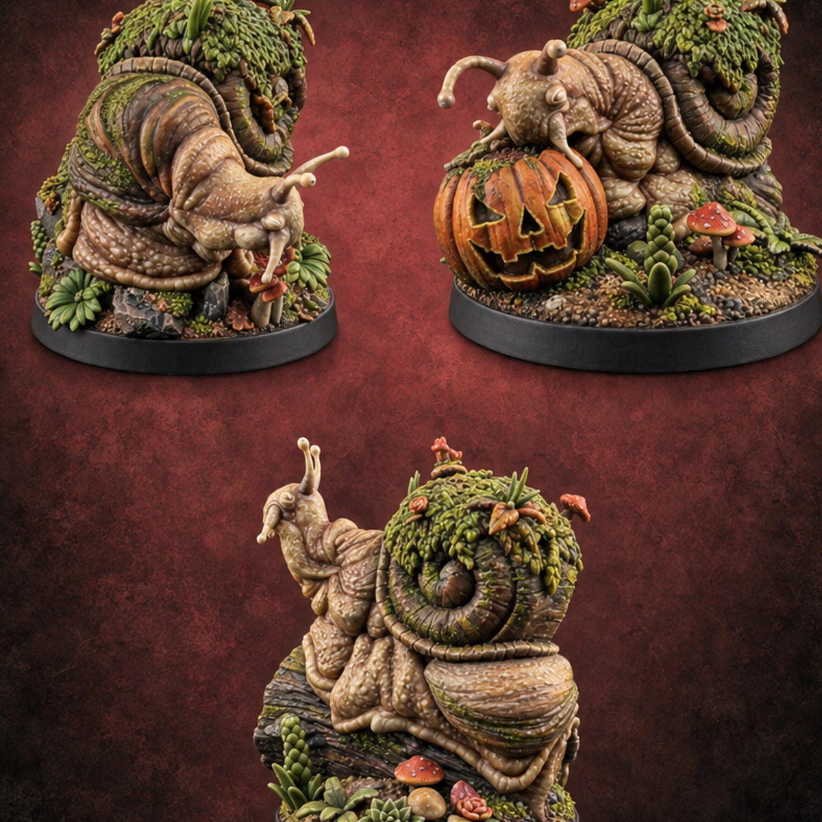 Mossy Shell, Slow Menace Giant Snails — painted concept preview (miniature supplied unpainted)