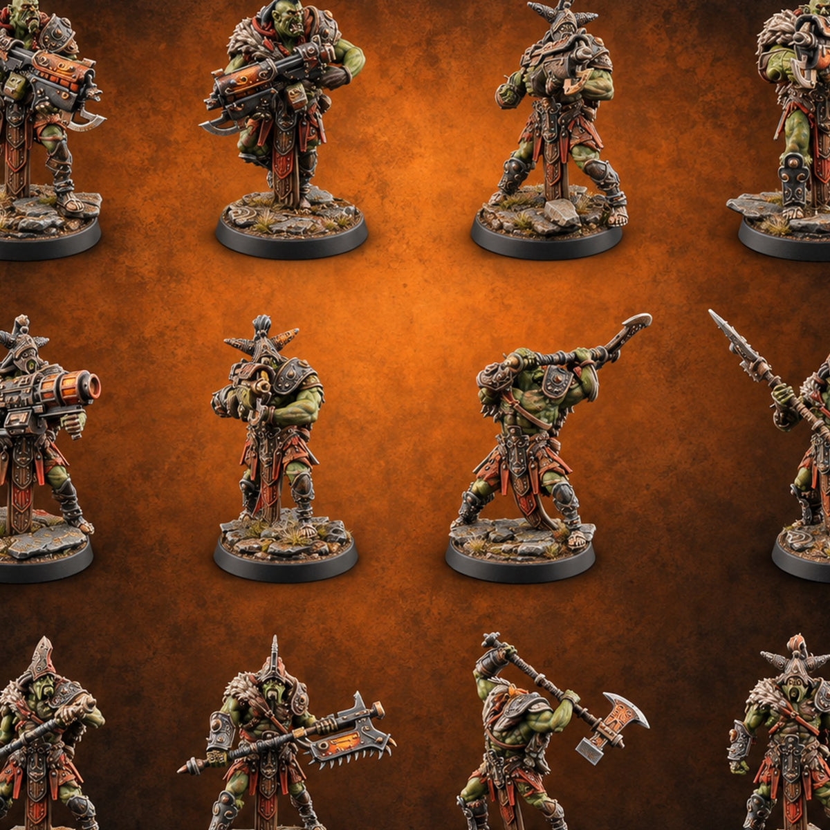 Old Runes, New Firepower Space Orc Heavy Warriors — painted concept preview (miniature supplied unpainted)