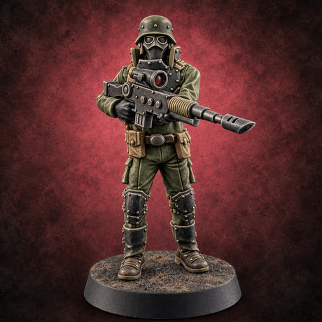 Not Here for Small Talk Human Sci-Fi Soldier E — painted concept preview (miniature supplied unpainted)