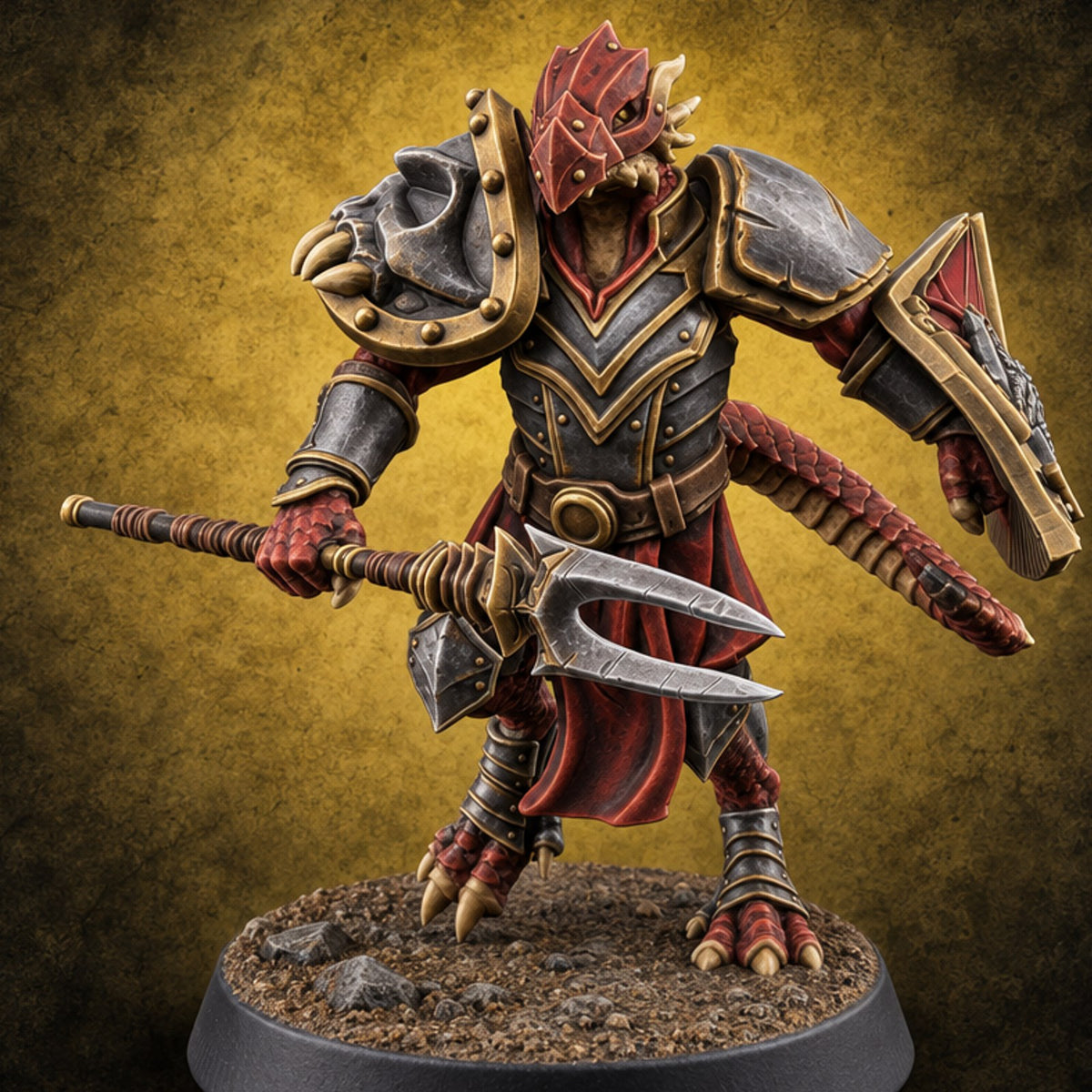 Shields Up, Forks Out Dragonborn Warden E — painted concept preview (miniature supplied unpainted)