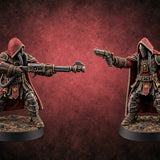 Barrel and Benediction Human Hooded Gunners — painted concept preview (miniature supplied unpainted)
