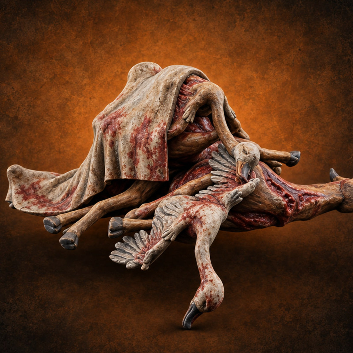 Hung Out to Cure Butcher Animal Carcass Pile — painted concept preview (terrain supplied unpainted)