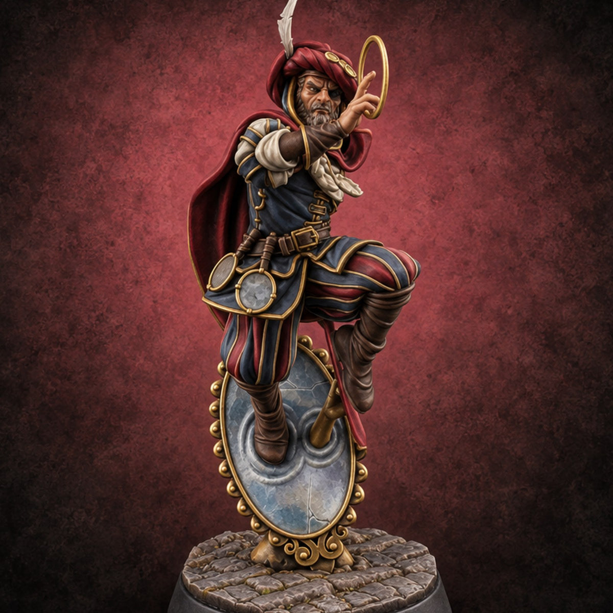 Balance Is Half the Illusion Human Illusionist Mage — painted concept preview (miniature supplied unpainted)