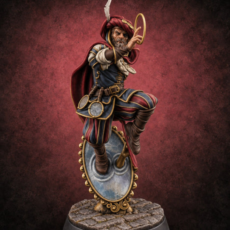 Balance Is Half the Illusion Human Illusionist Mage — painted concept preview (miniature supplied unpainted)