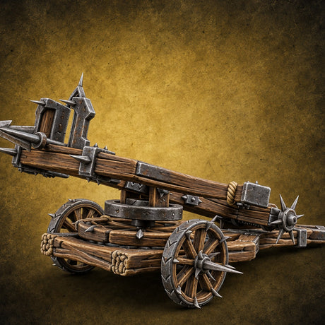 Wyrm Killer Wheeled Siege Ballista — painted concept preview (terrain supplied unpainted)