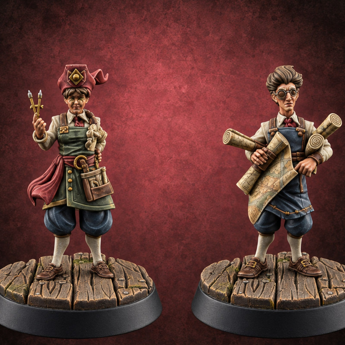 Scrolls Under Every Arm Human Cartographers — painted concept preview (miniature supplied unpainted)