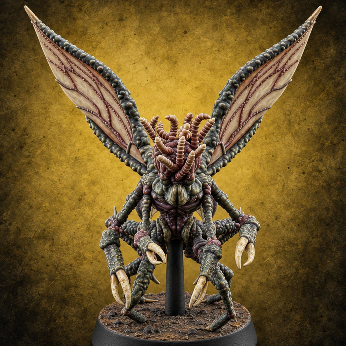 Collecting Brains Over Vermont Mi-Go Winged Horror — painted concept preview (miniature supplied unpainted)