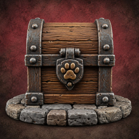 Keep Your Paws Off Paw-Locked Wooden Treasure Chest — painted concept preview (terrain supplied unpainted)