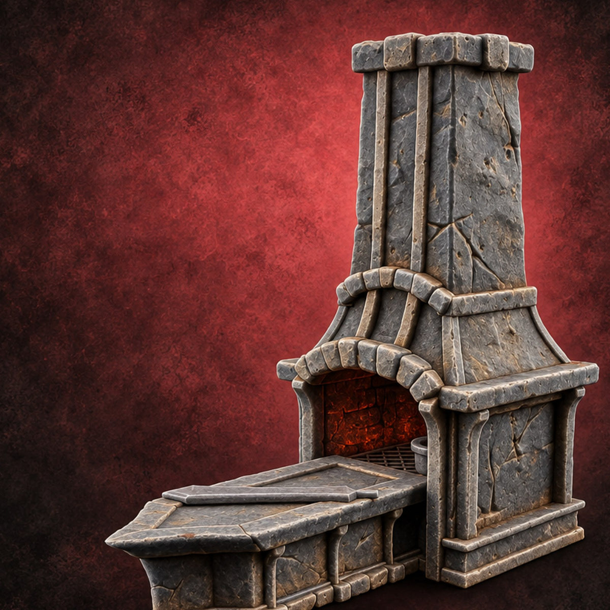 Embers Sleep, Anvil Waits Stone Blacksmith Forge — painted concept preview (terrain supplied unpainted)