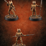 The Hive Sent No Warning Thri-kreen Spearmen — painted concept preview (miniature supplied unpainted)