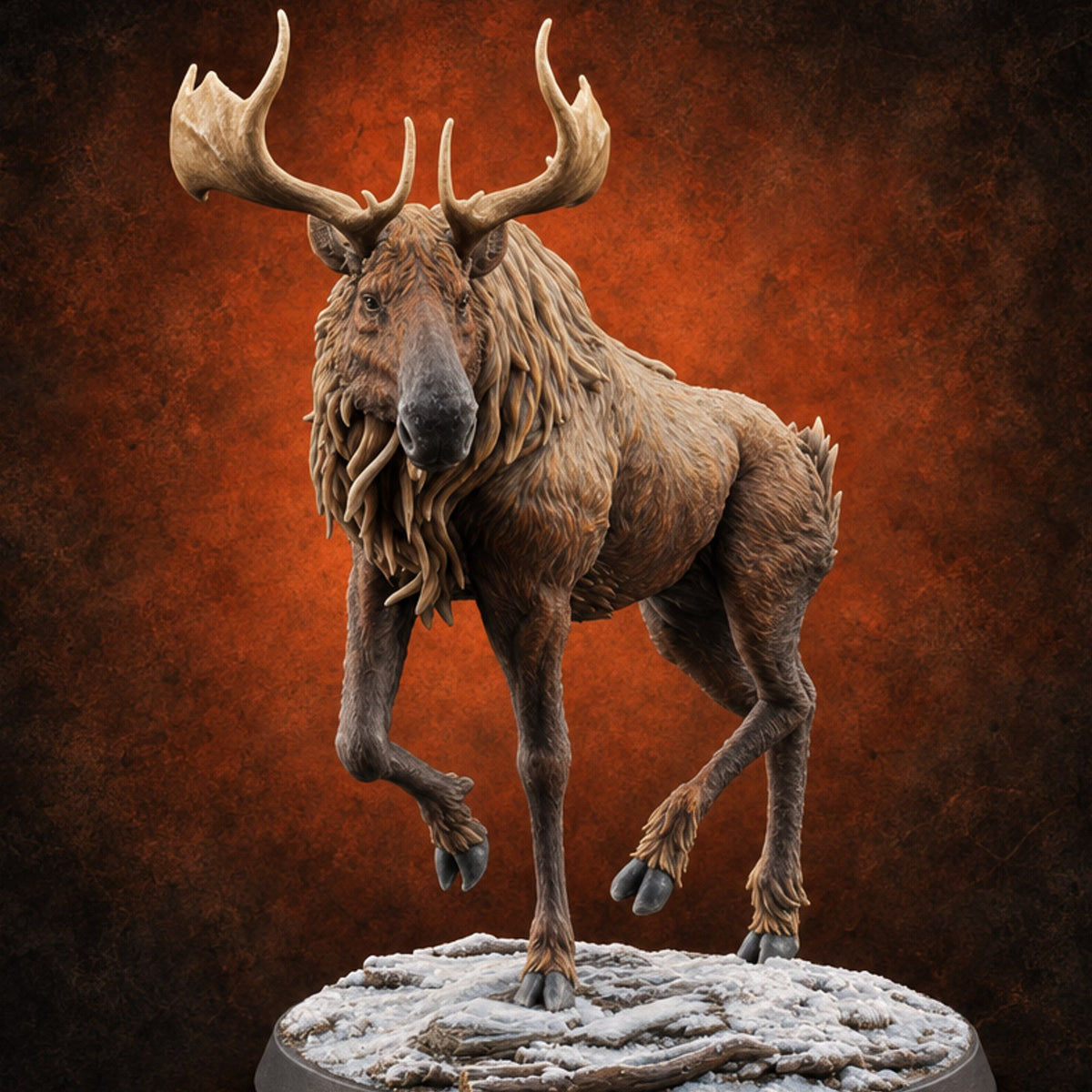 Antlers Up, Snow Underhoof Elk Beast C — painted concept preview (miniature supplied unpainted)