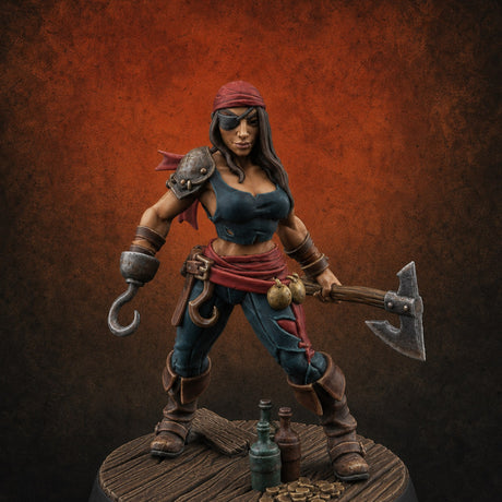Standing Her Ground Human Pirate Miniature for Dungeons and Dragons, Pathfinder or other TTRPGs