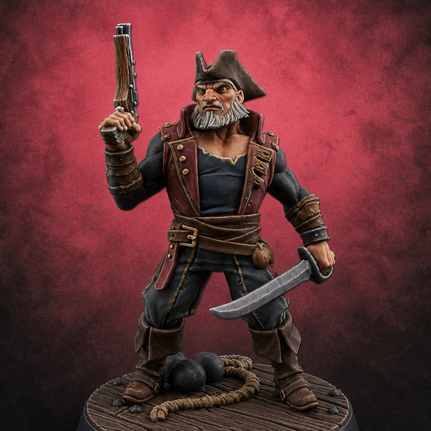 Pistol Held High Human Pirate Miniature for Dungeons and Dragons, Pathfinder or other TTRPGs