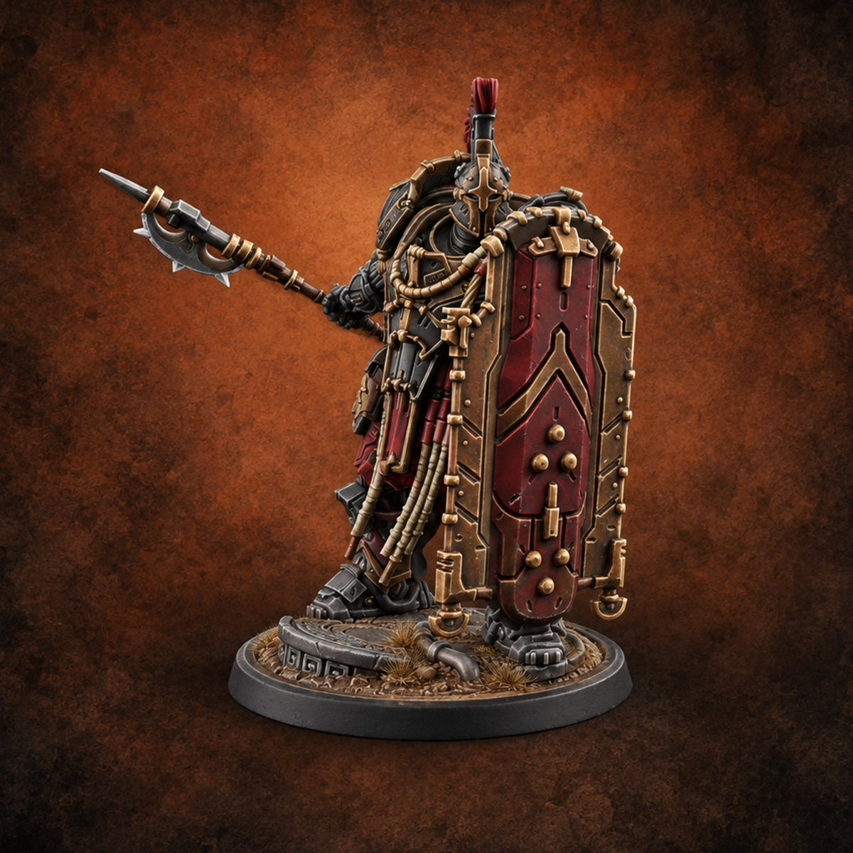 Holding the Line Myrmidon Shieldbearer B — painted concept preview (miniature supplied unpainted)