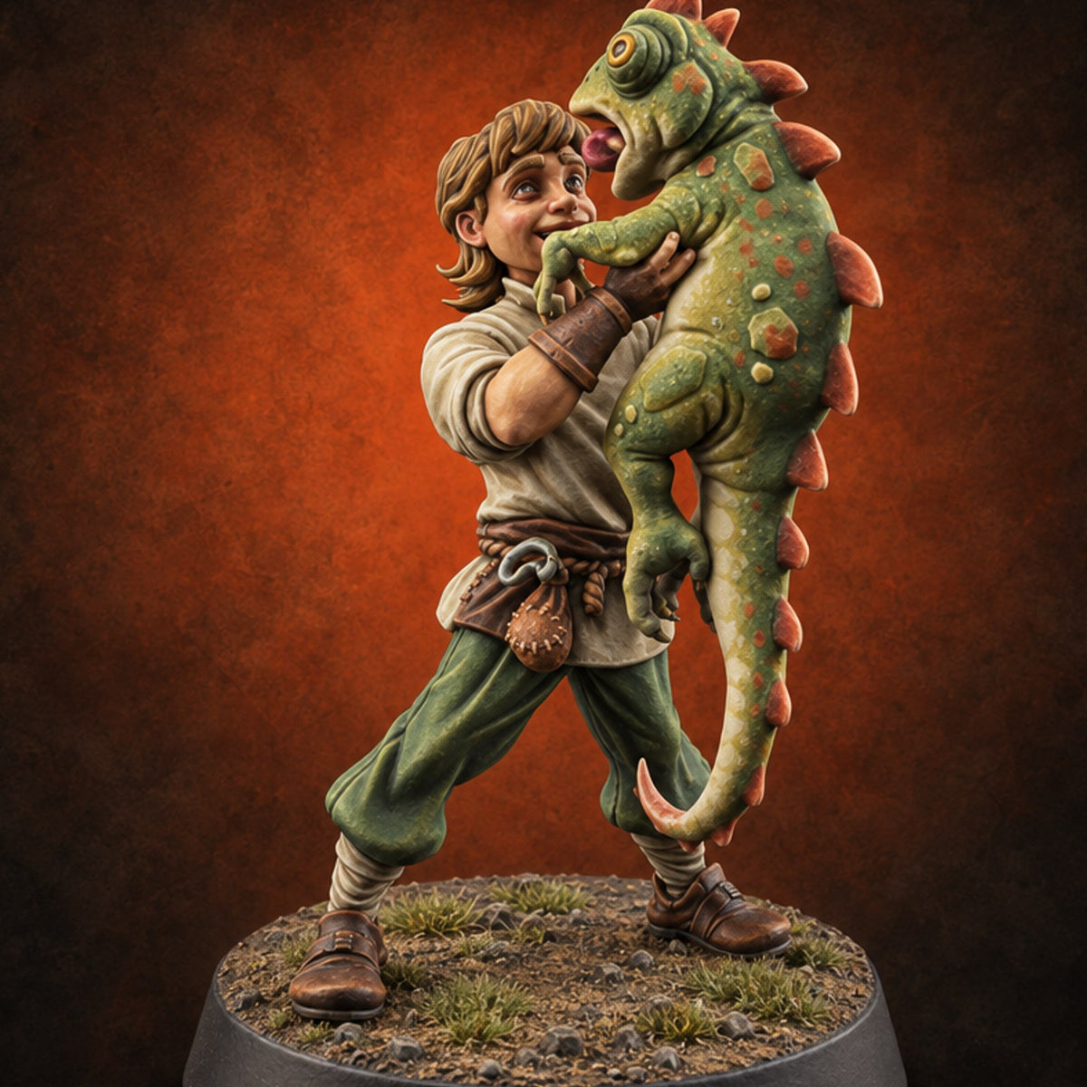 Lizard Licked Me First Human Pet Customer — painted concept preview (miniature supplied unpainted)